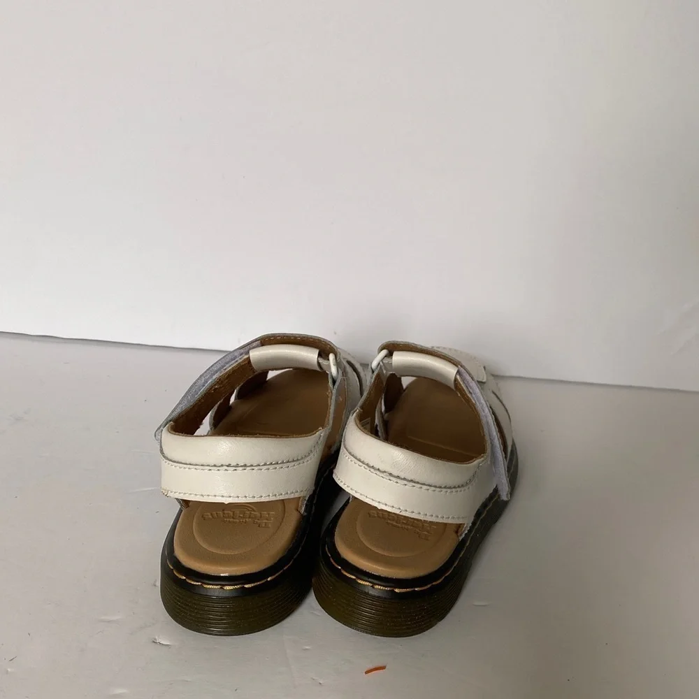 DR Martens JUNIOR MOBY II LEATHER VELCRO SANDALS White